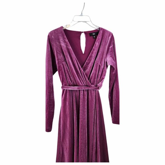 mossimo dress  v neck keyhole button back dusty mauve pink long sleeve sz XS - Picture 5 of 8